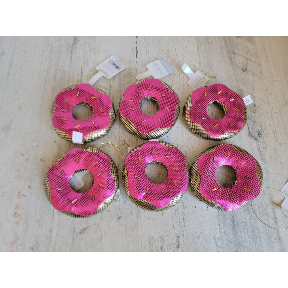 Wonder shop donut‎ pink sprinkles plush dessert ornament Xmas set